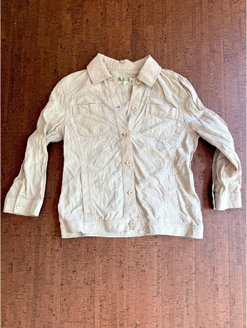 Sigrid Olsen 100% Linen Beige Utility Jacket Women’s Medium - Picture 2 of 6